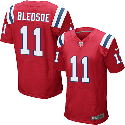 Men's Elite Drew Bledsoe Nike Jersey Red Alternate - #11 NFL New England Patriots